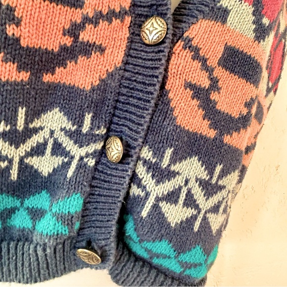 NUOVO Vintage 90's Western Aztec Southwest Sweater Vest Cardigan Size M Ramie - Picture 4 of 8